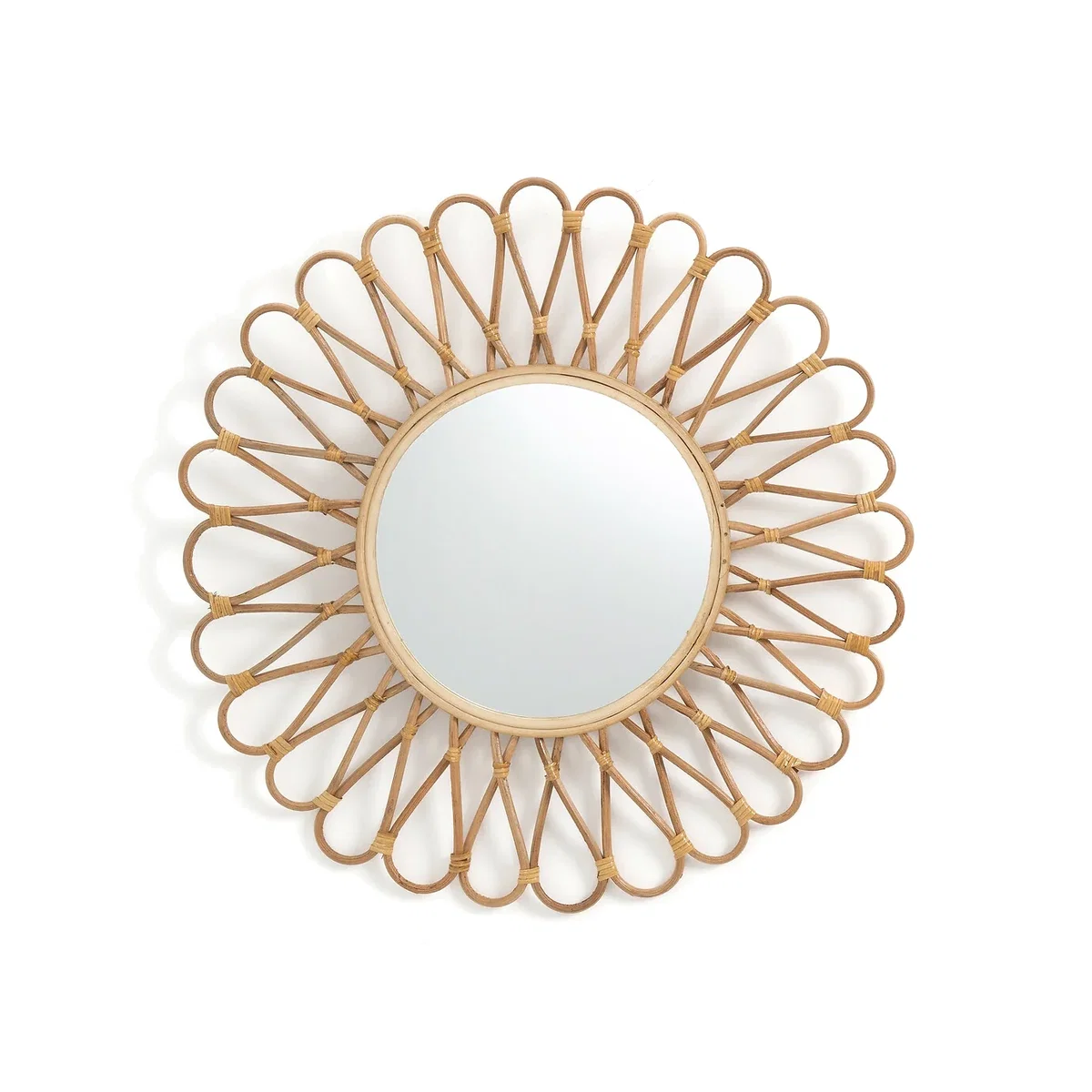 Nogu 50cm Diameter Sun-Shaped Rattan and Bamboo Mirror