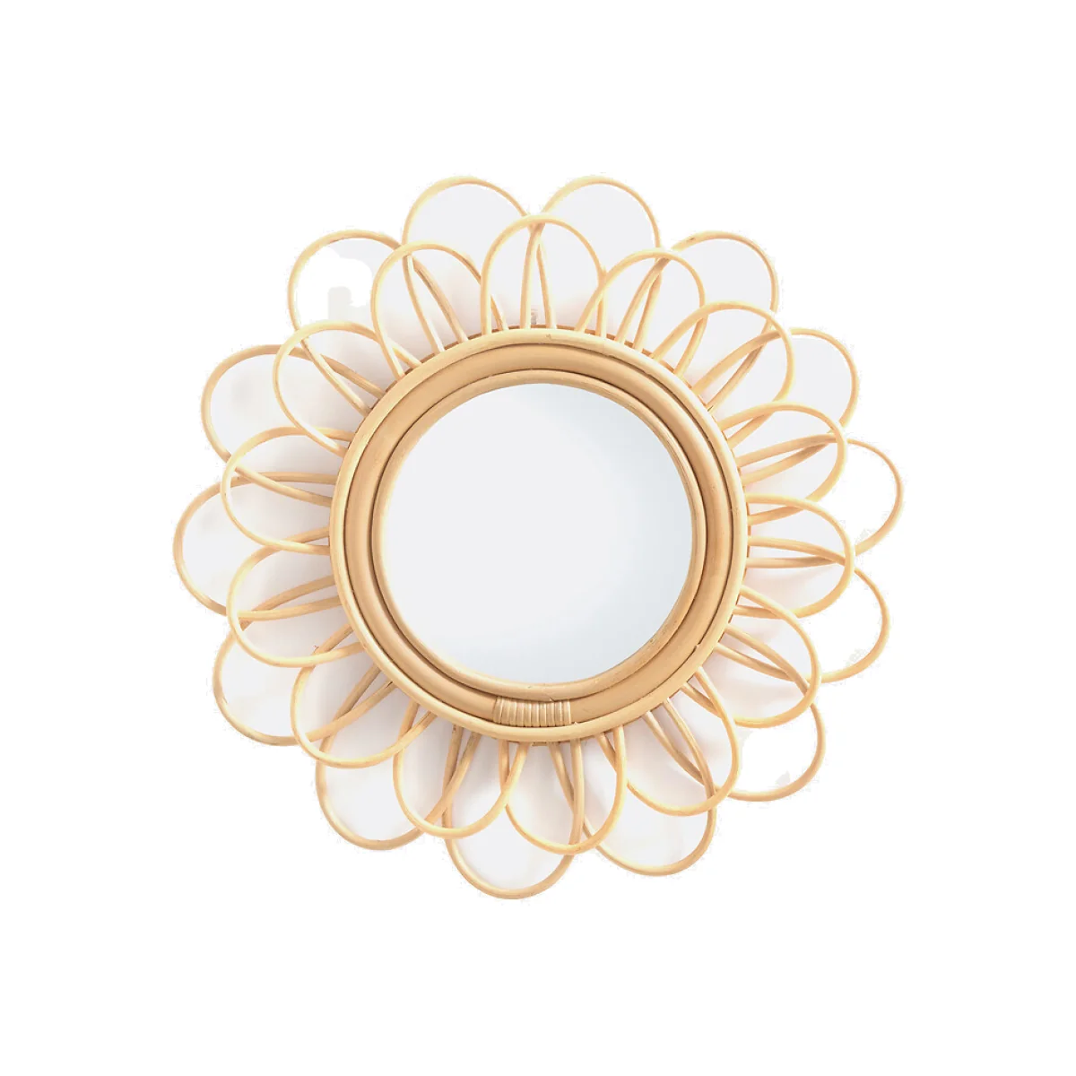 Nogu Double Flower Rattan Mirror, Diameter 45cm – image 1