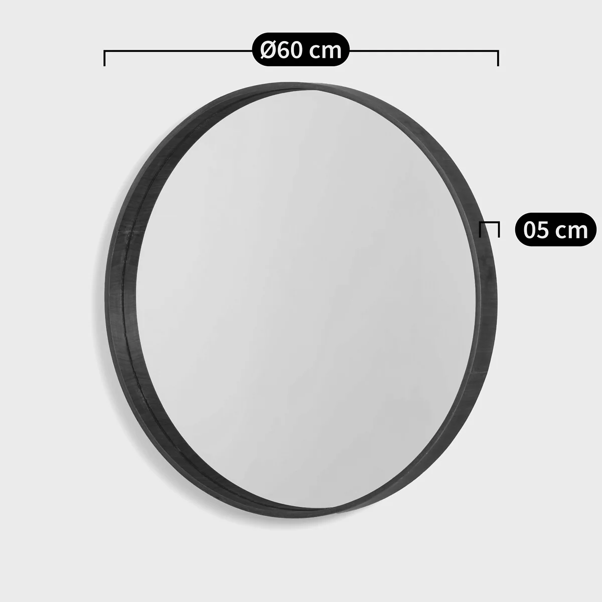 Alaria 60cm Diameter Round Walnut Mirror – image 4