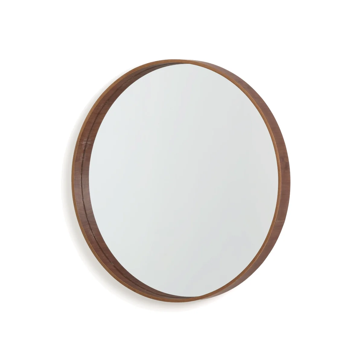 Alaria 60cm Diameter Round Walnut Mirror – image 1