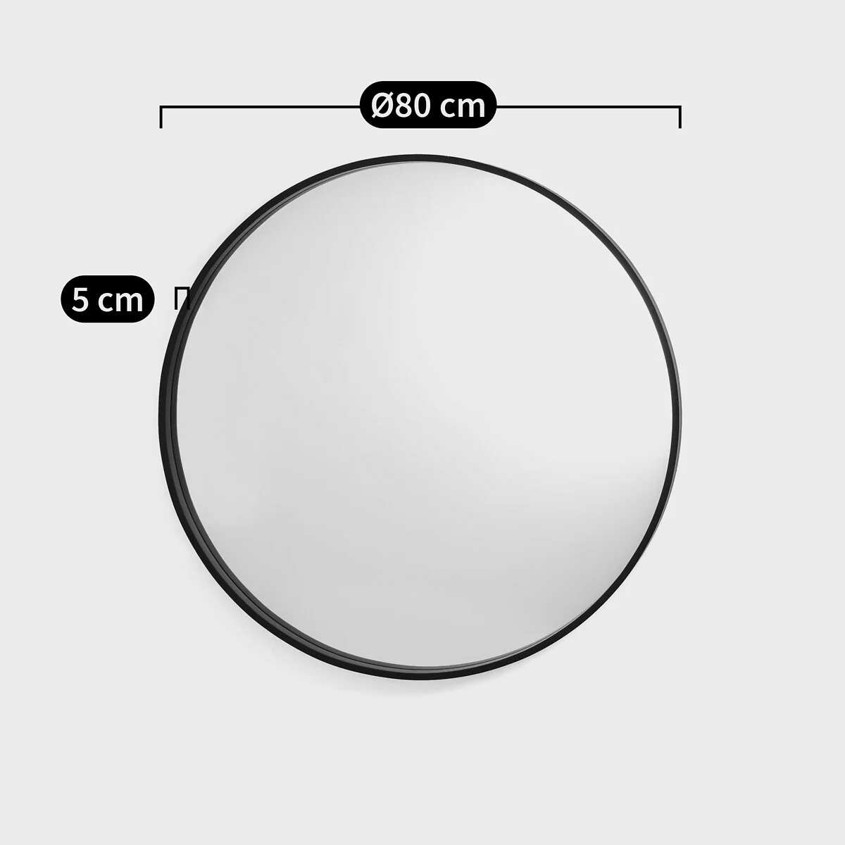 Alaria 80cm Diameter Round Black Mirror – image 4
