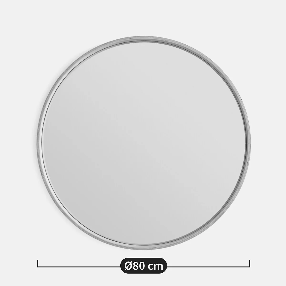 Alaria 80cm Diameter Oak Veneer Round Mirror – image 5