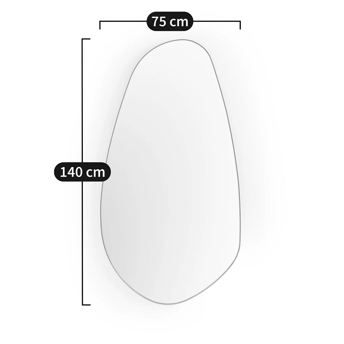 Lido Organic Mirror in Satin Nickel H140cm – image 6