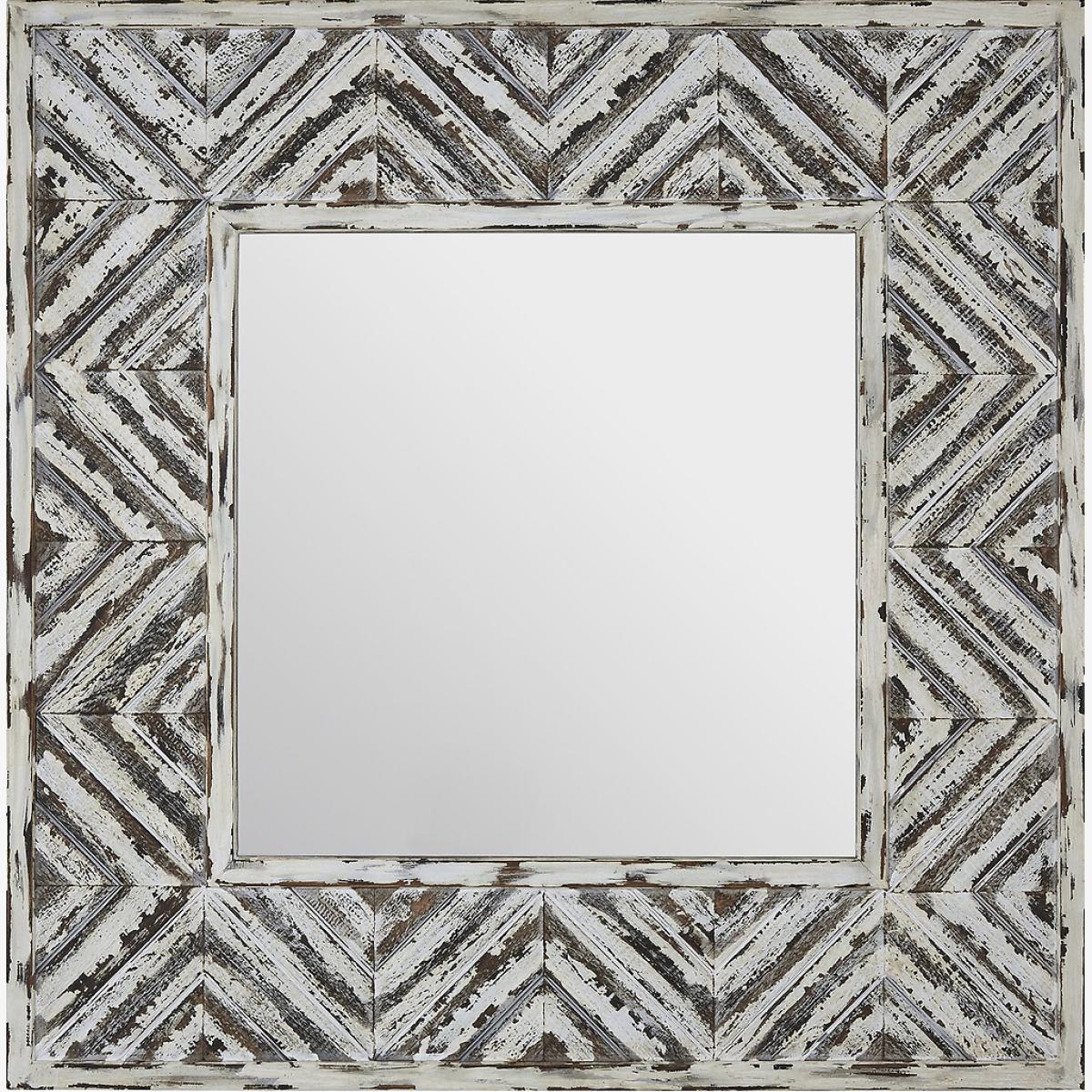 89cm Wall Mirror in Fir Wood Frame – image 1