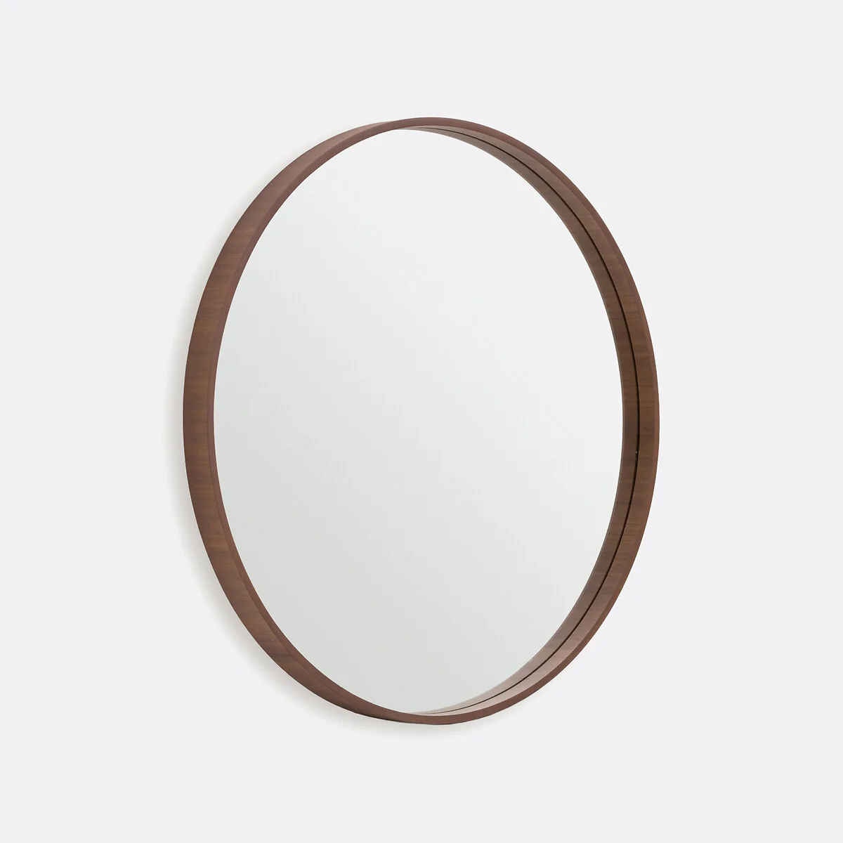 Alaria 80cm Diameter Round Walnut Mirror – image 2