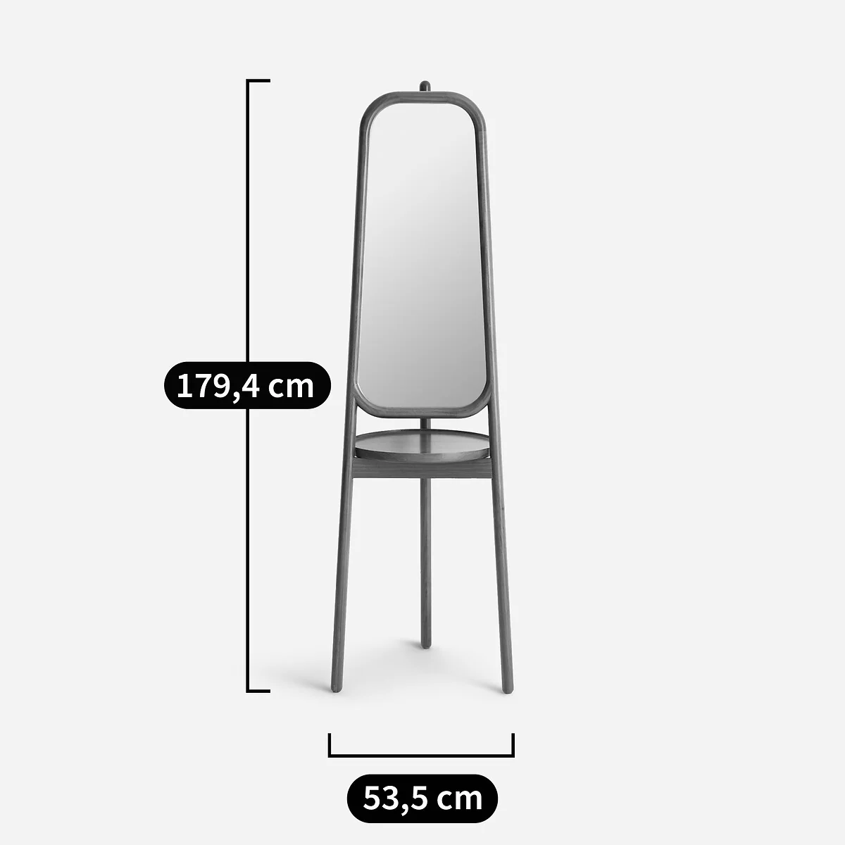 Ercus Walnut Mirror with Shelf On Stand, Height 179.4cm – image 11
