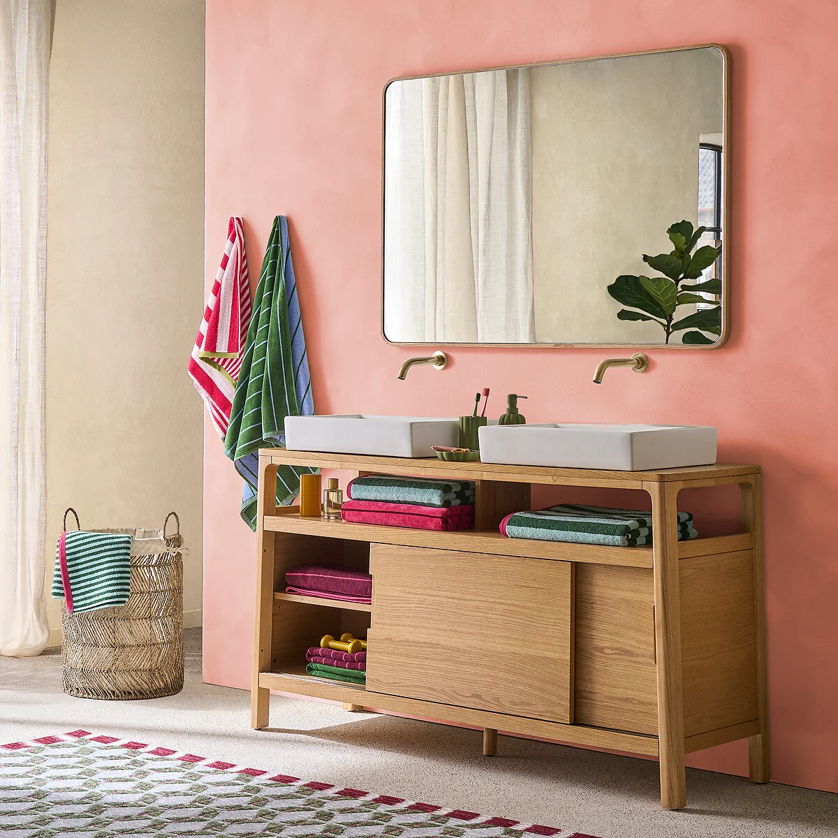 Iodus Rectangular Mirror in Oak Veneer 80x120cm – image 2