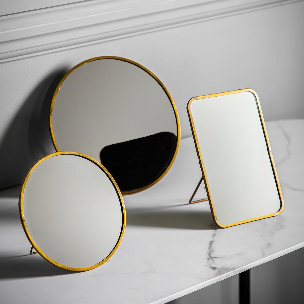 15cm Antique Brass Round Mirror with Stand – image 2