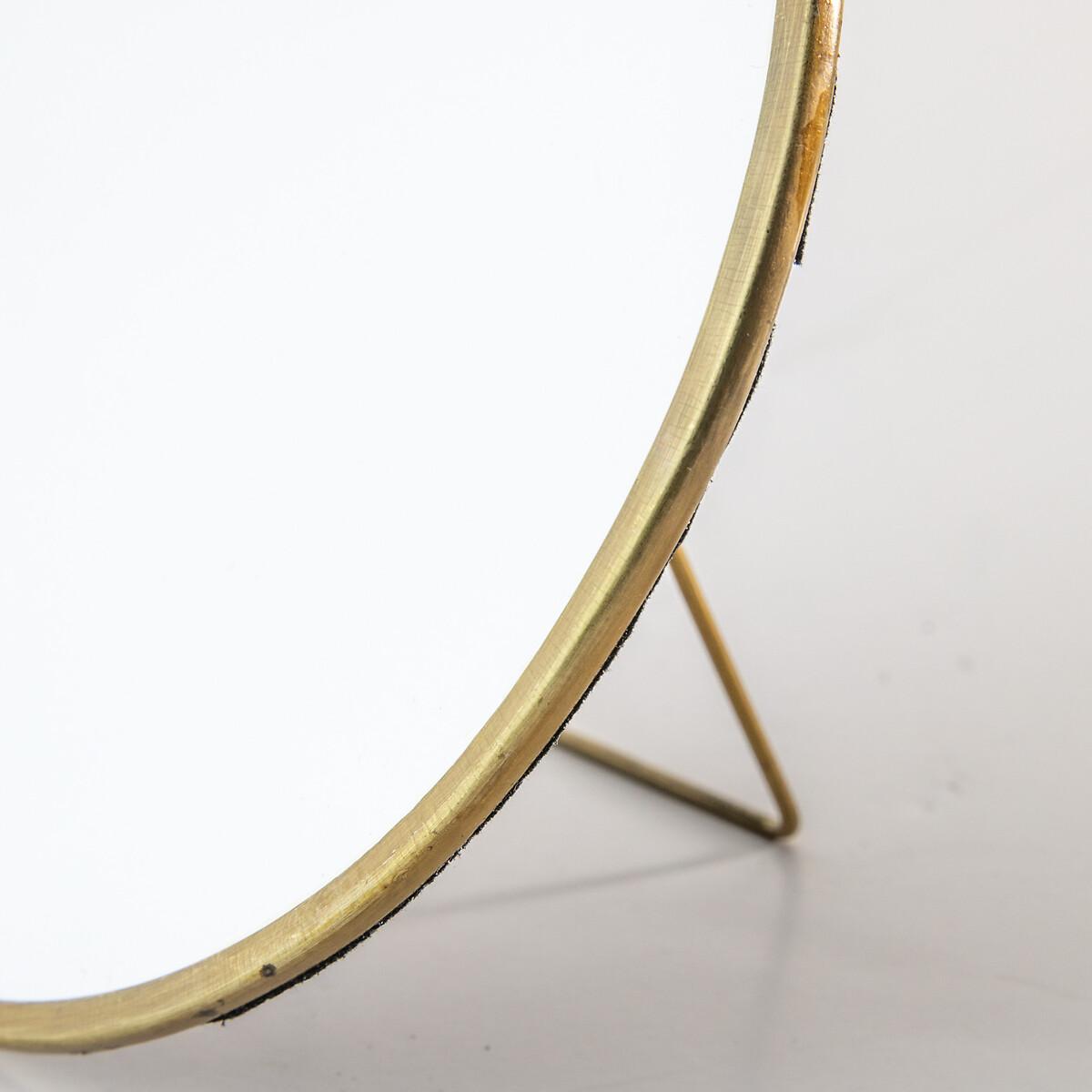 15cm Antique Brass Round Mirror with Stand – image 3