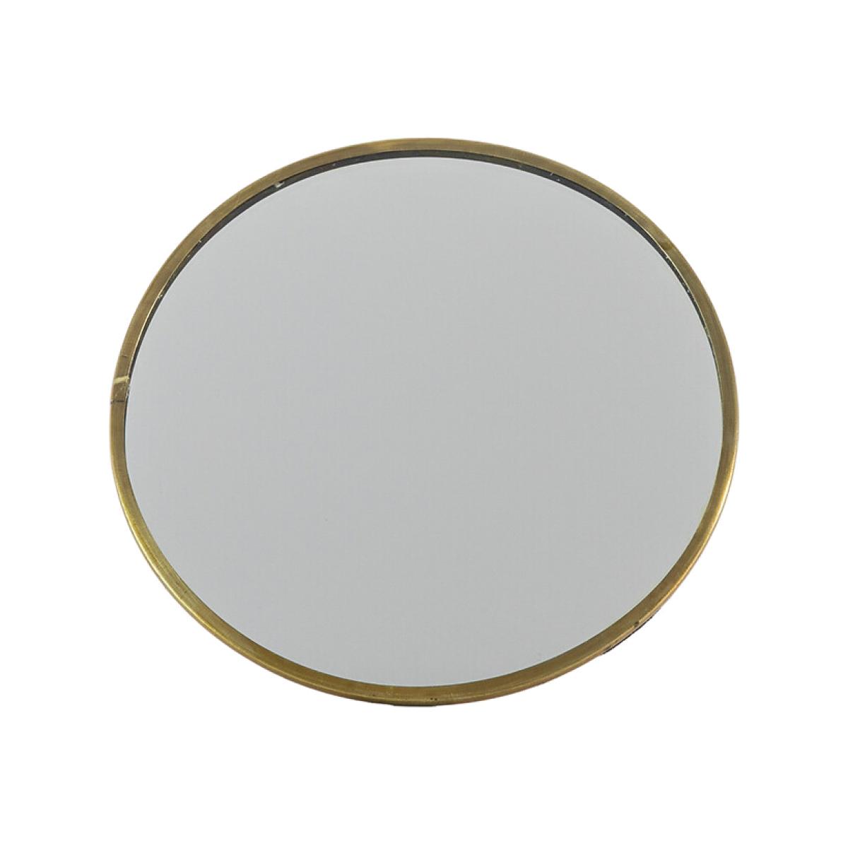 15cm Antique Brass Round Mirror with Stand – image 1