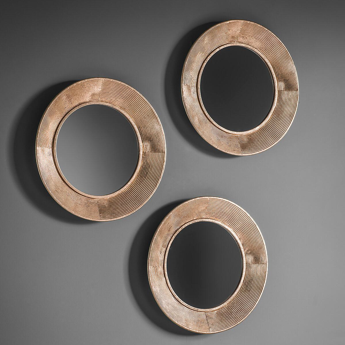Set of 3 Gold Round Metal Mirrors – image 2