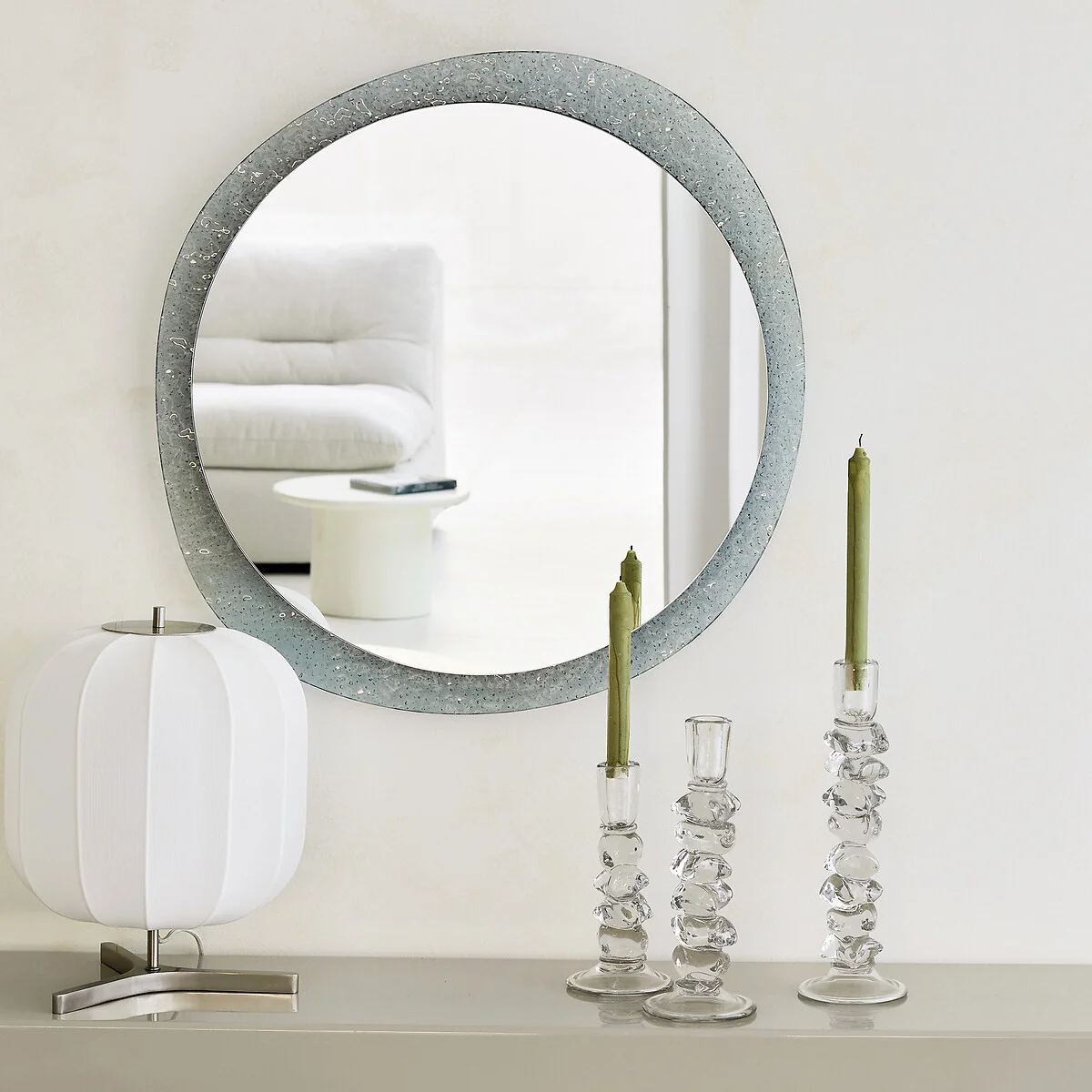 Ondyne Round Mirror with Tinted Glass Surround, Diameter 69.2cm – image 2