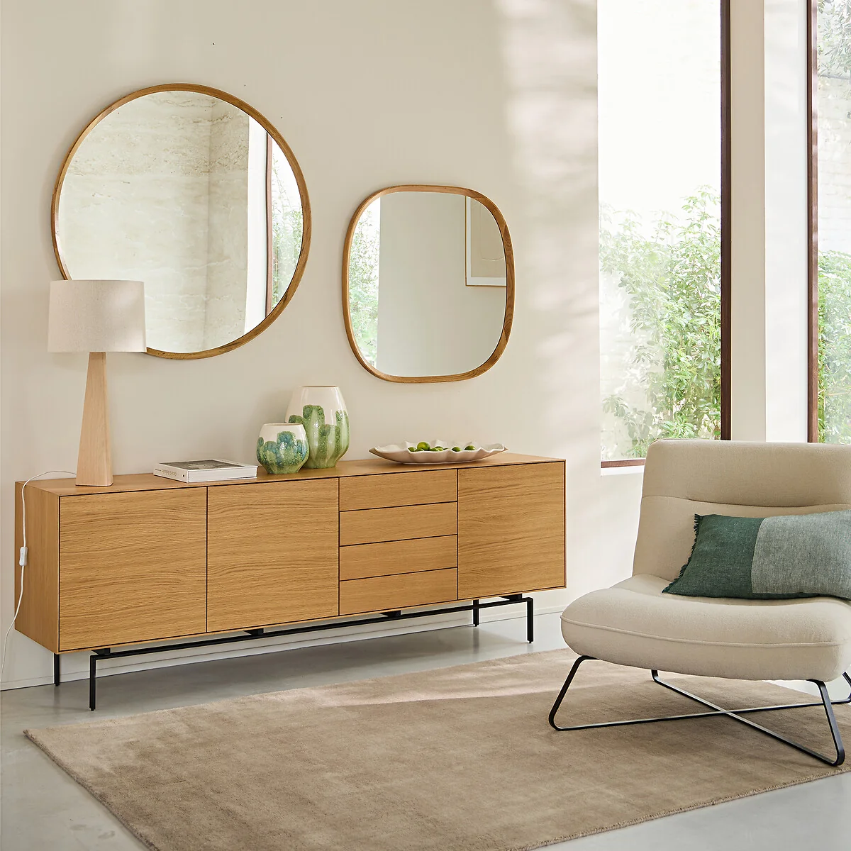 Orion Mirror in Organic Solid Oak and MDF H80cm – image 2