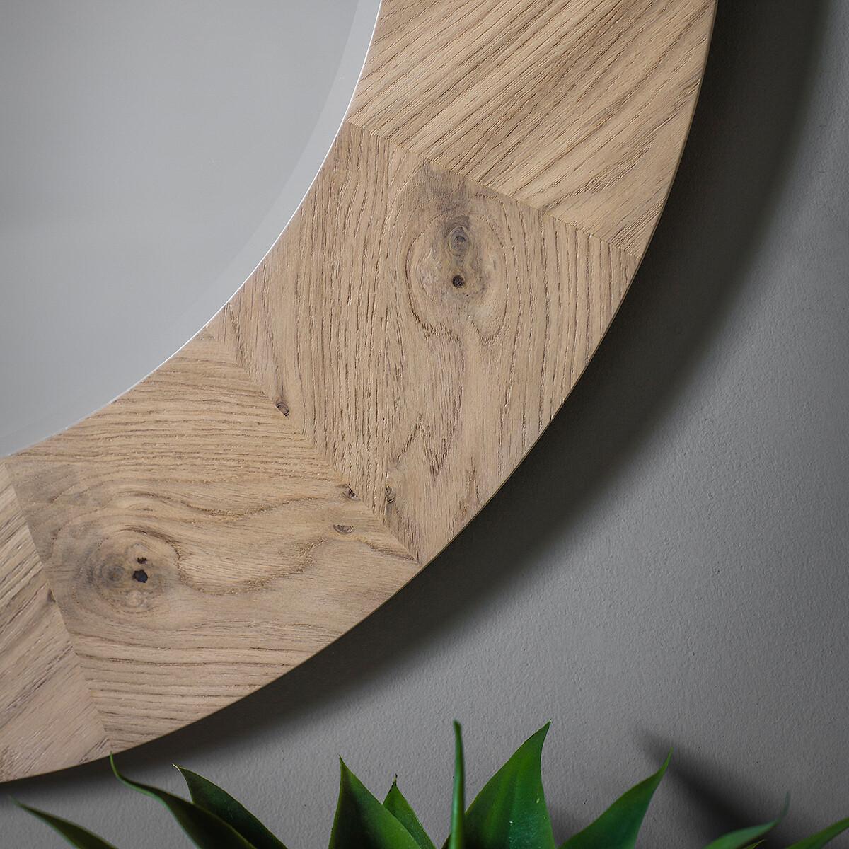 90cm Light Wood Round Mirror – image 3