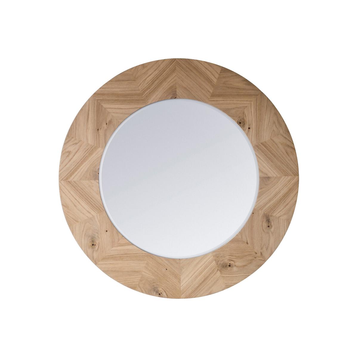 90cm Light Wood Round Mirror – image 1