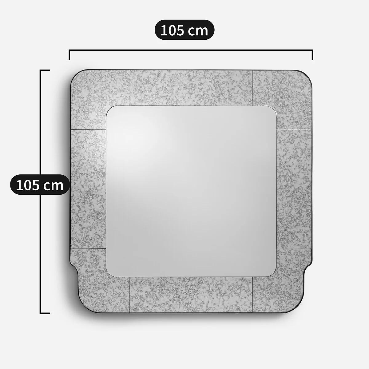 Oris Square Antique Finish Glass Border Mirror, Height 105cm – image 8