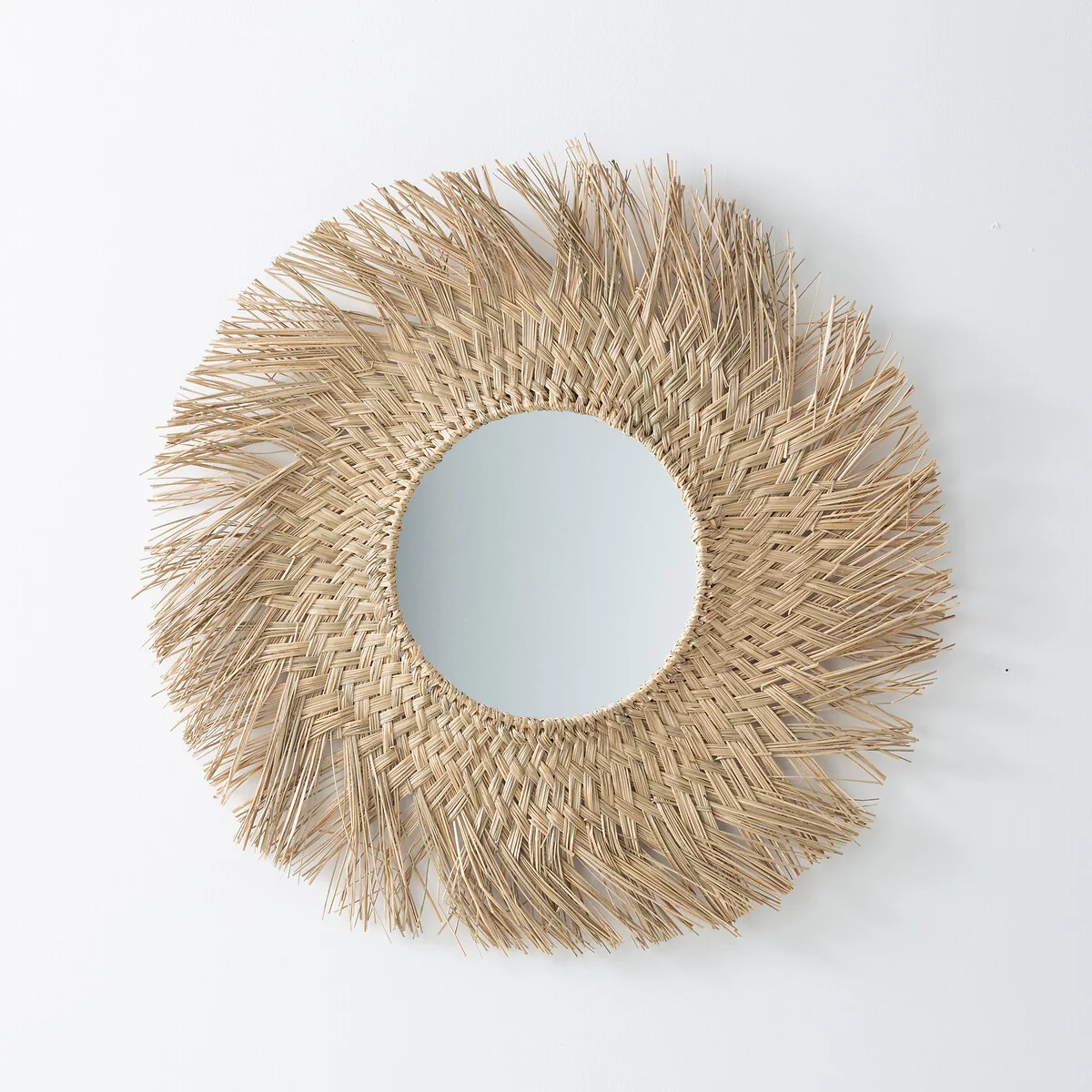 Loully 70cm Diameter Sunburst Straw Mirror – image 1