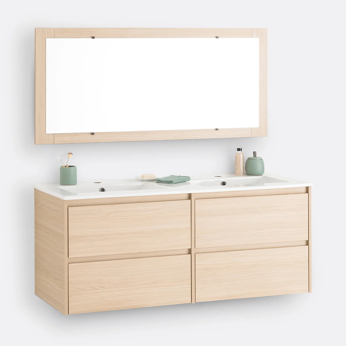 Nirio L120cm Wall-Mounted Vanity Unit & Mirror – image 4