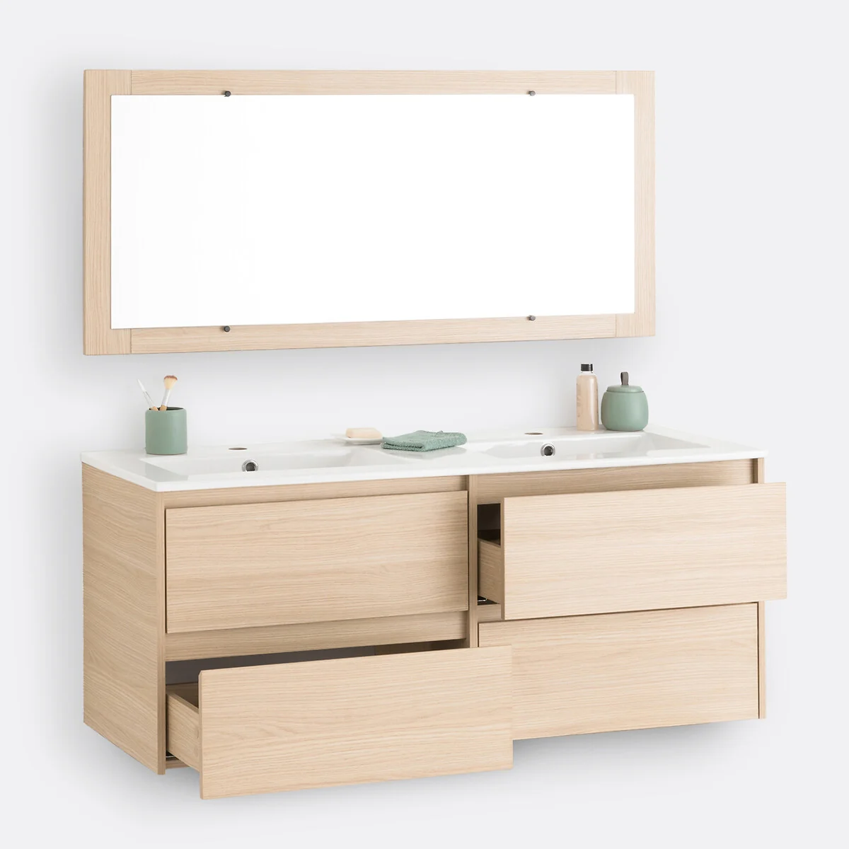 Nirio L120cm Wall-Mounted Vanity Unit & Mirror – image 5