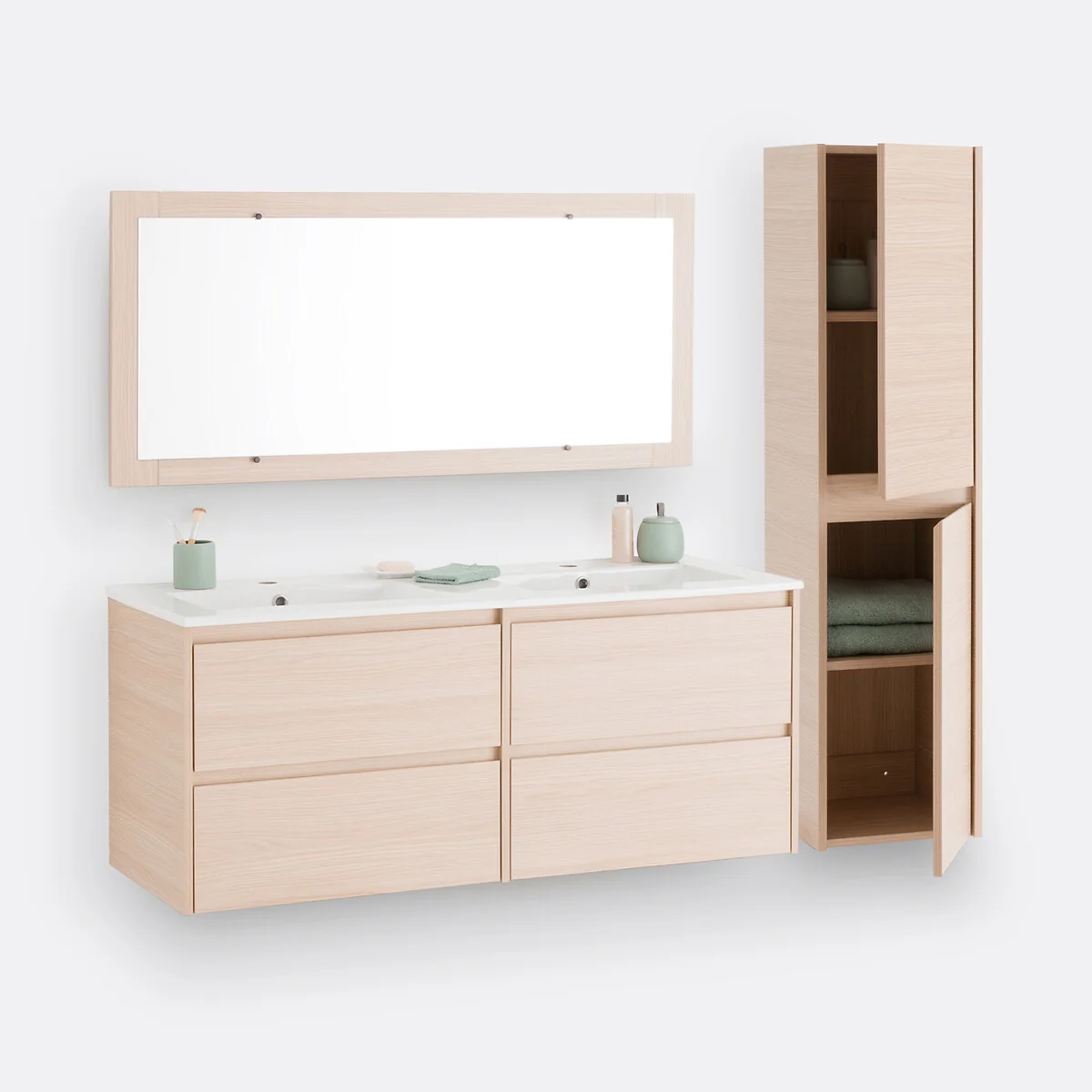 Nirio L120cm Wall-Mounted Vanity Unit & Mirror – image 8