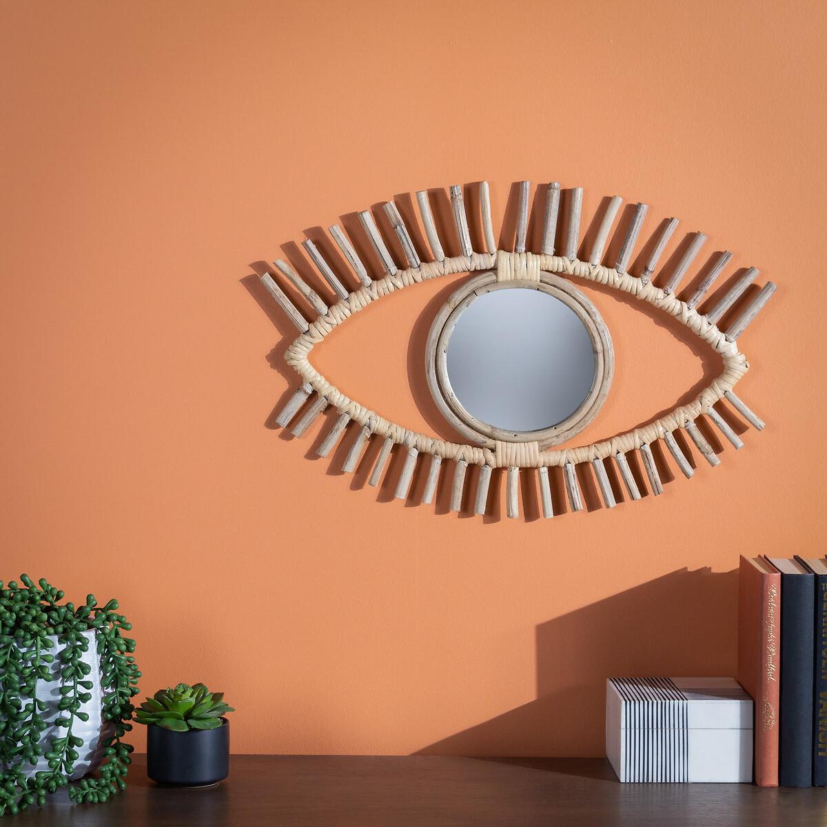45cm Eye Shaped Rattan Mirror – image 3