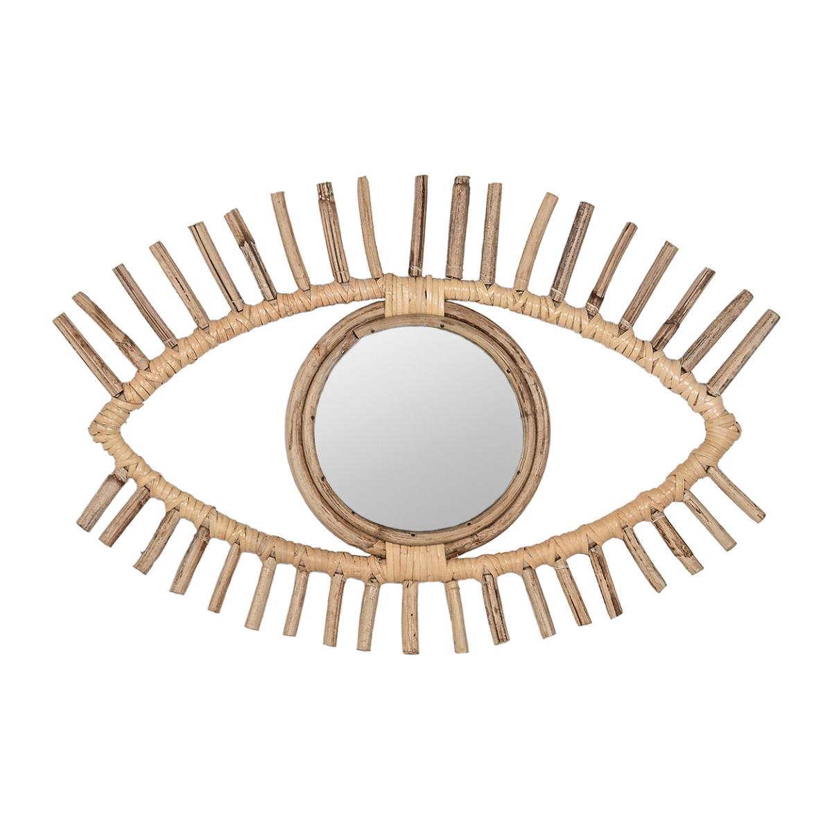 45cm Eye Shaped Rattan Mirror – image 1