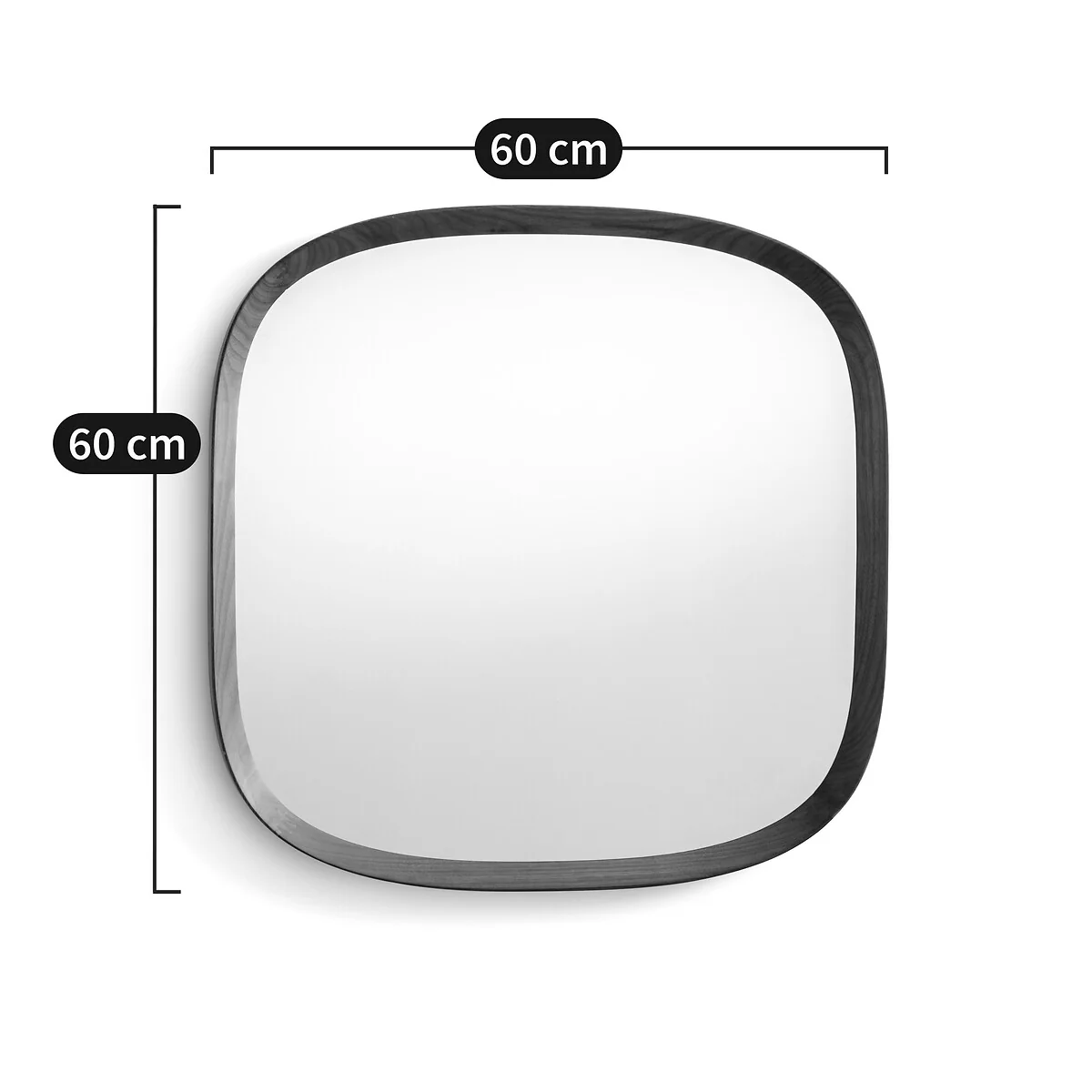 Orion 60cm High Solid Walnut Rounded Square Mirror – image 4