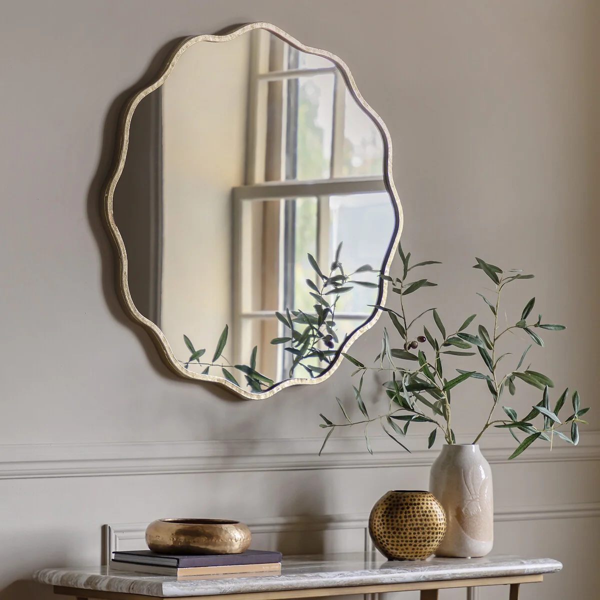 82cm Spence Round Contemporary Mirror in Gold – image 1