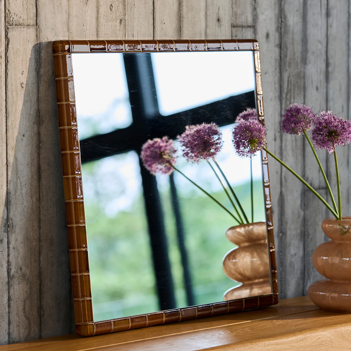 Acacia Glazed Ceramic Mirror, Height 58cm – image 2