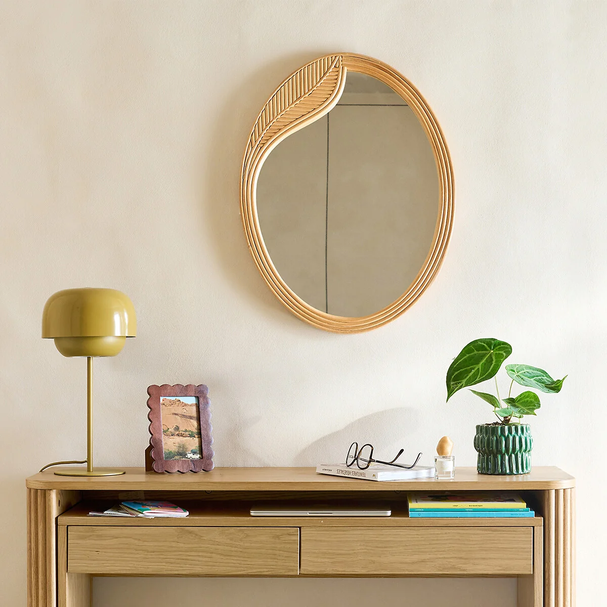 Sylea Oval Rattan Mirror, 50 X 65cm – image 2