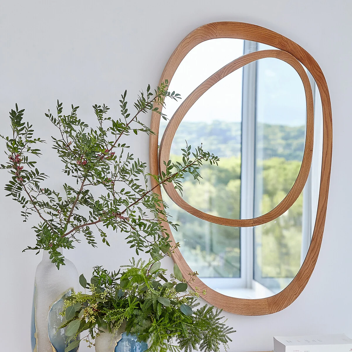 Belize Asymmetric Mirror with Oak Frame H100cm – image 2