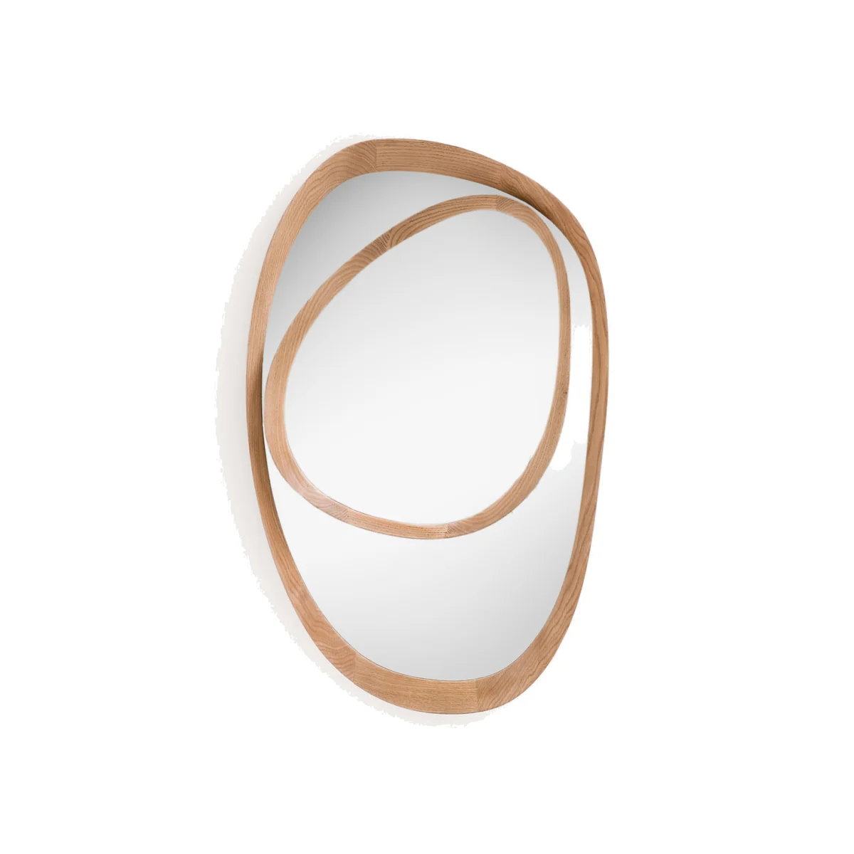 Belize Asymmetric Mirror with Oak Frame H100cm – image 1