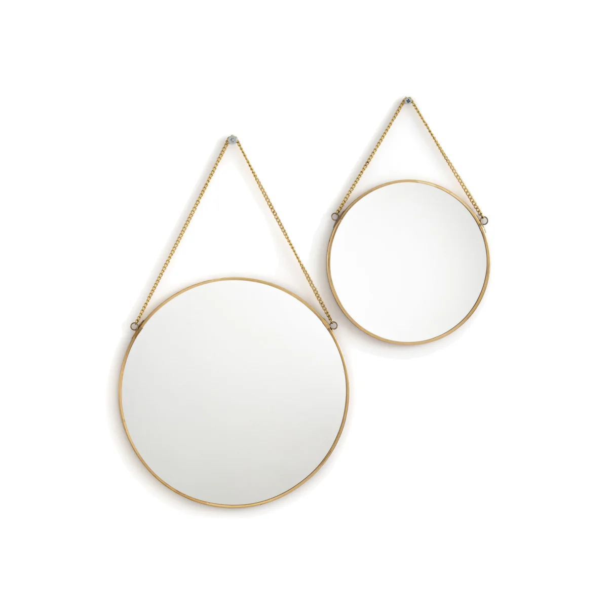 Set of 2 Uyova Round Mirrors in Brass or Black – image 1