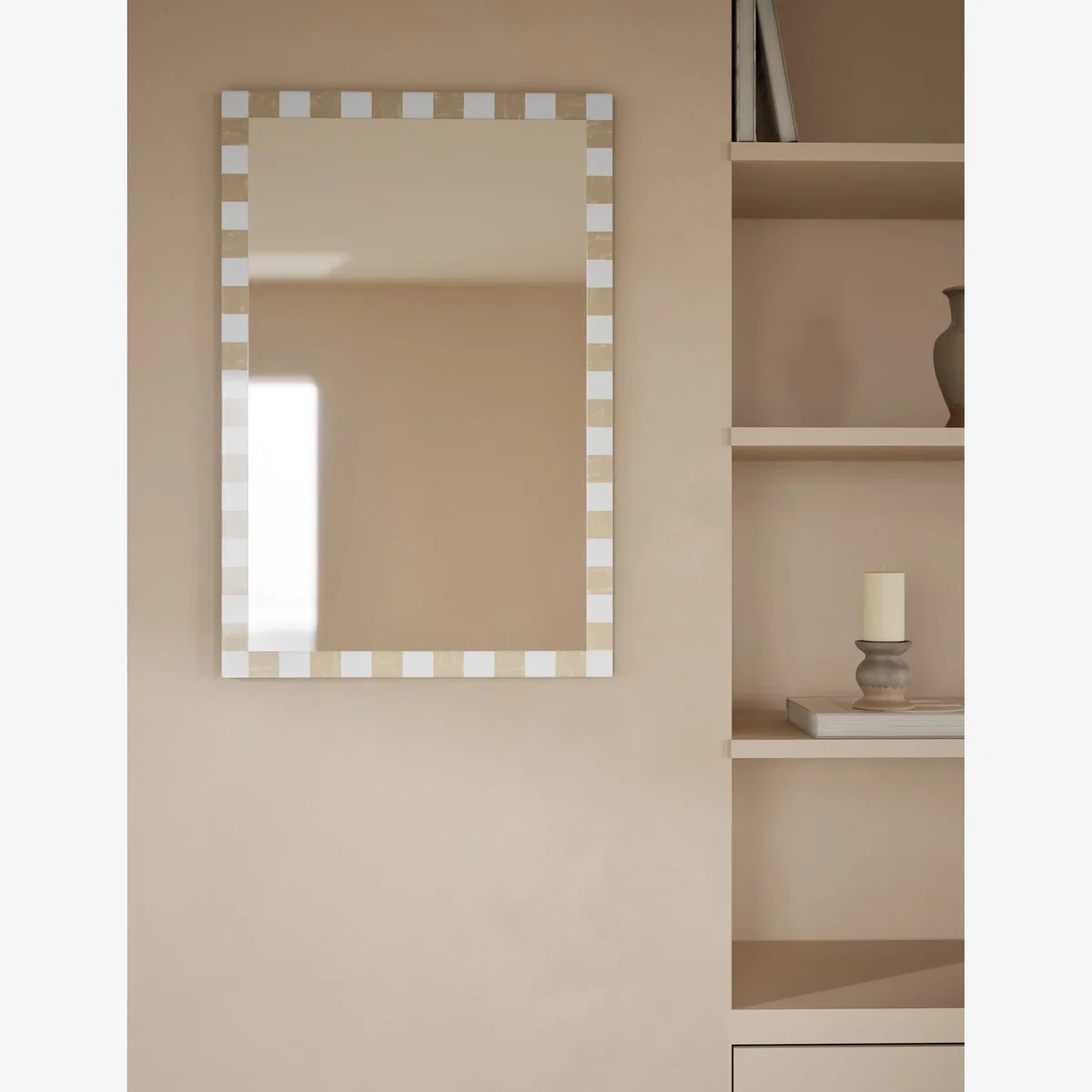 M&S Checkerboard Rectangular Mirror Biscuit – image 1