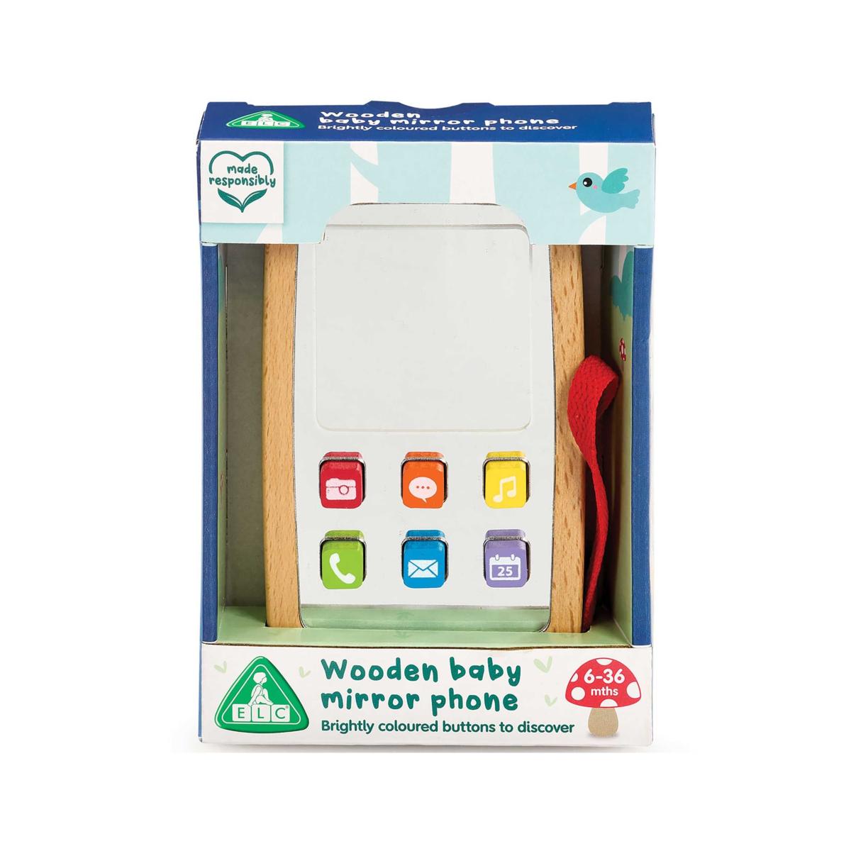 Early Learning Centre Wooden Baby Phone Mirror (6-36 Mths) Multi – image 2