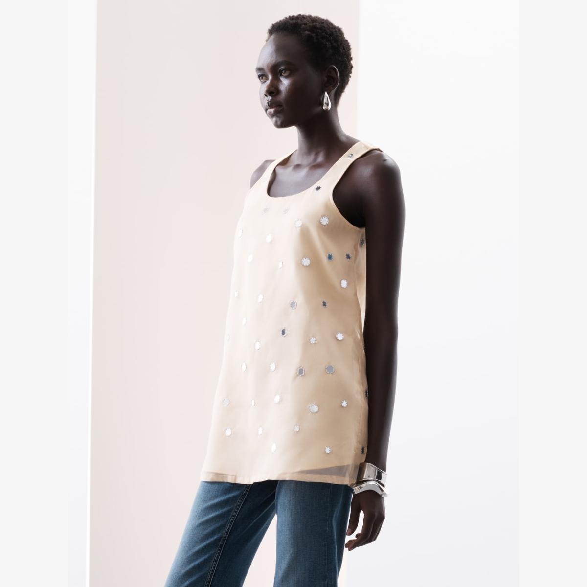 Autograph Women's Mirror Embellished Sleeveless Longline Top - 12 - Neutral, Neutral – image 1