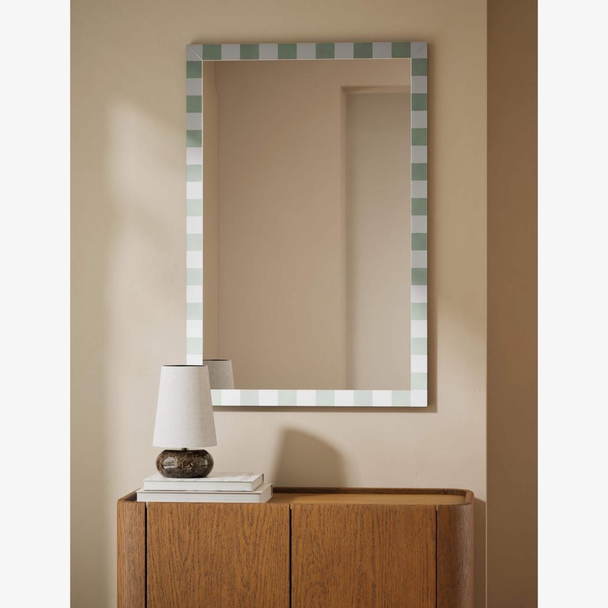 M&S Collection Checkerboard Rectangular Glass Wall Mirror - Sage, Sage – image 1