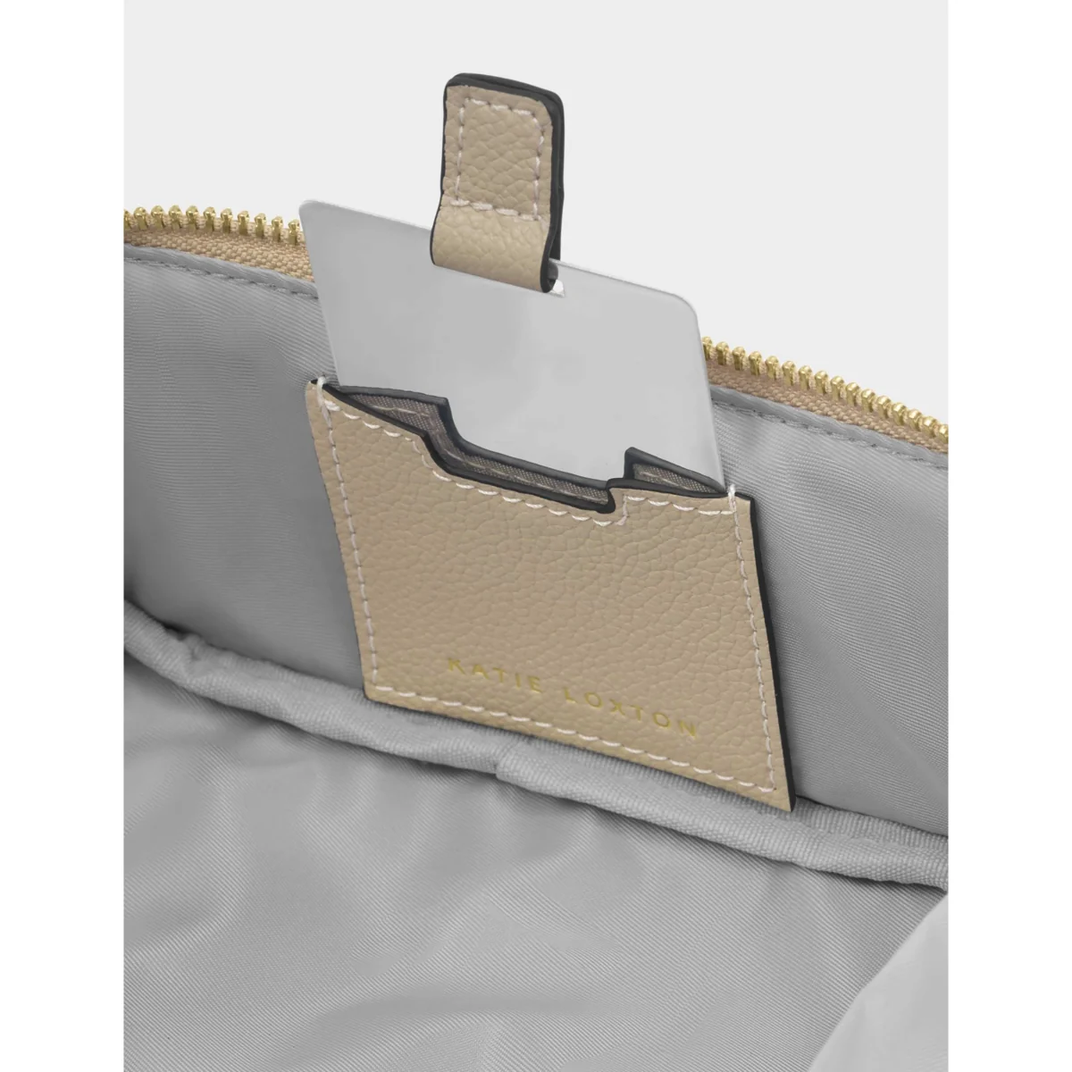 Katie Loxton Fold Out Mirror Make Up Bag Taupe – image 4