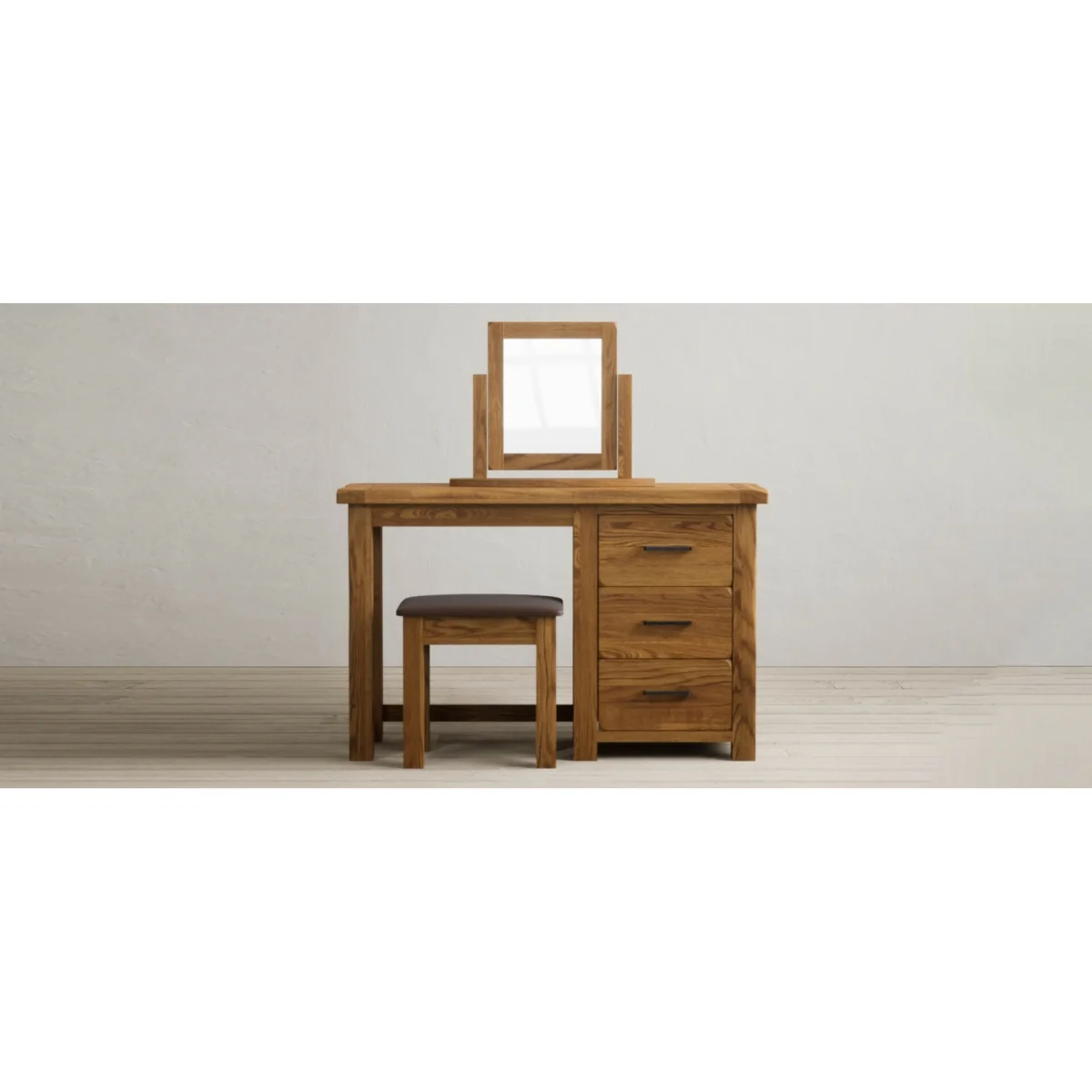 Harrogate Rustic Solid Oak Swivel Dressing Table Mirror – image 9