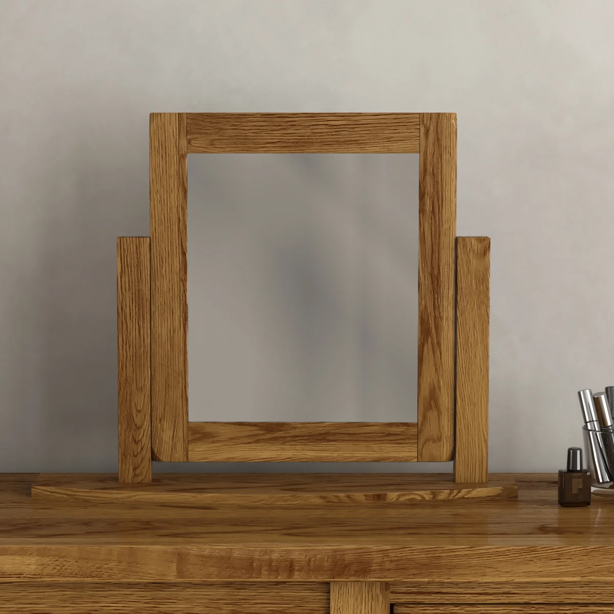 Harrogate Rustic Solid Oak Swivel Dressing Table Mirror – image 1