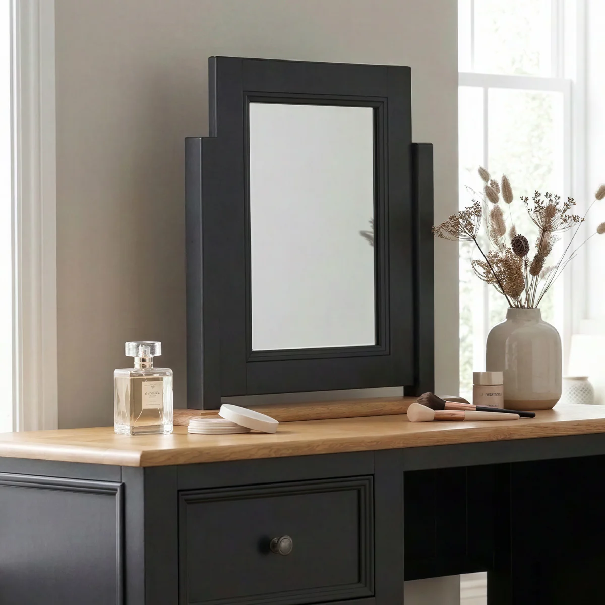 Charlton Oak and Black Painted Dressing Table Mirror – image 2