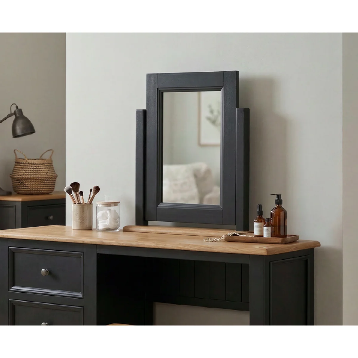 Charlton Oak and Black Painted Dressing Table Mirror – image 3
