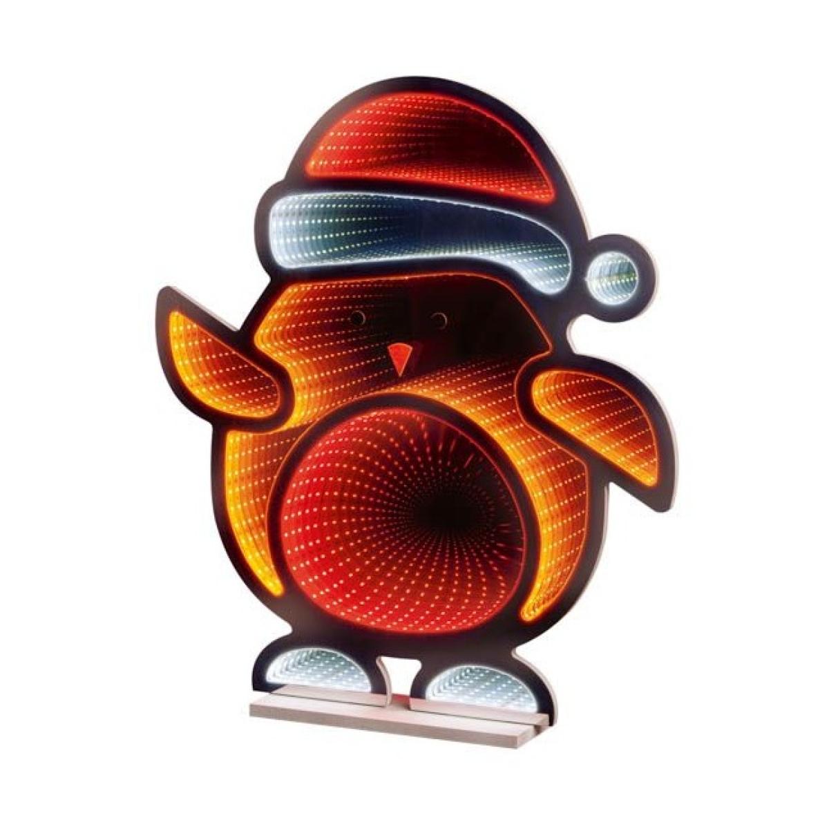Premier Standing Robin with Santa Hat Infinity Mirror - 60cm In Red and White – image 3