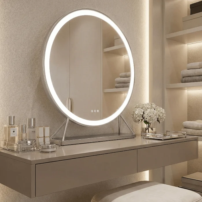 Isla Round Silver LED Mirror – 60cm Diameter – image 2