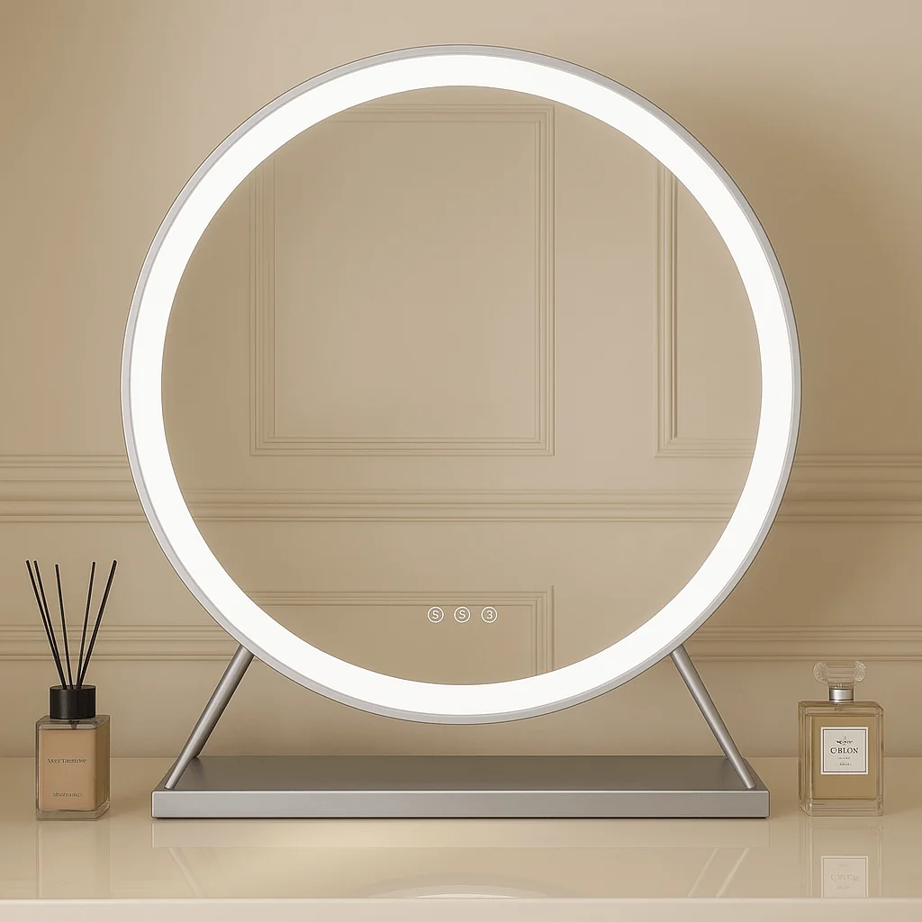Isla Round Silver LED Mirror – 60cm Diameter – image 3