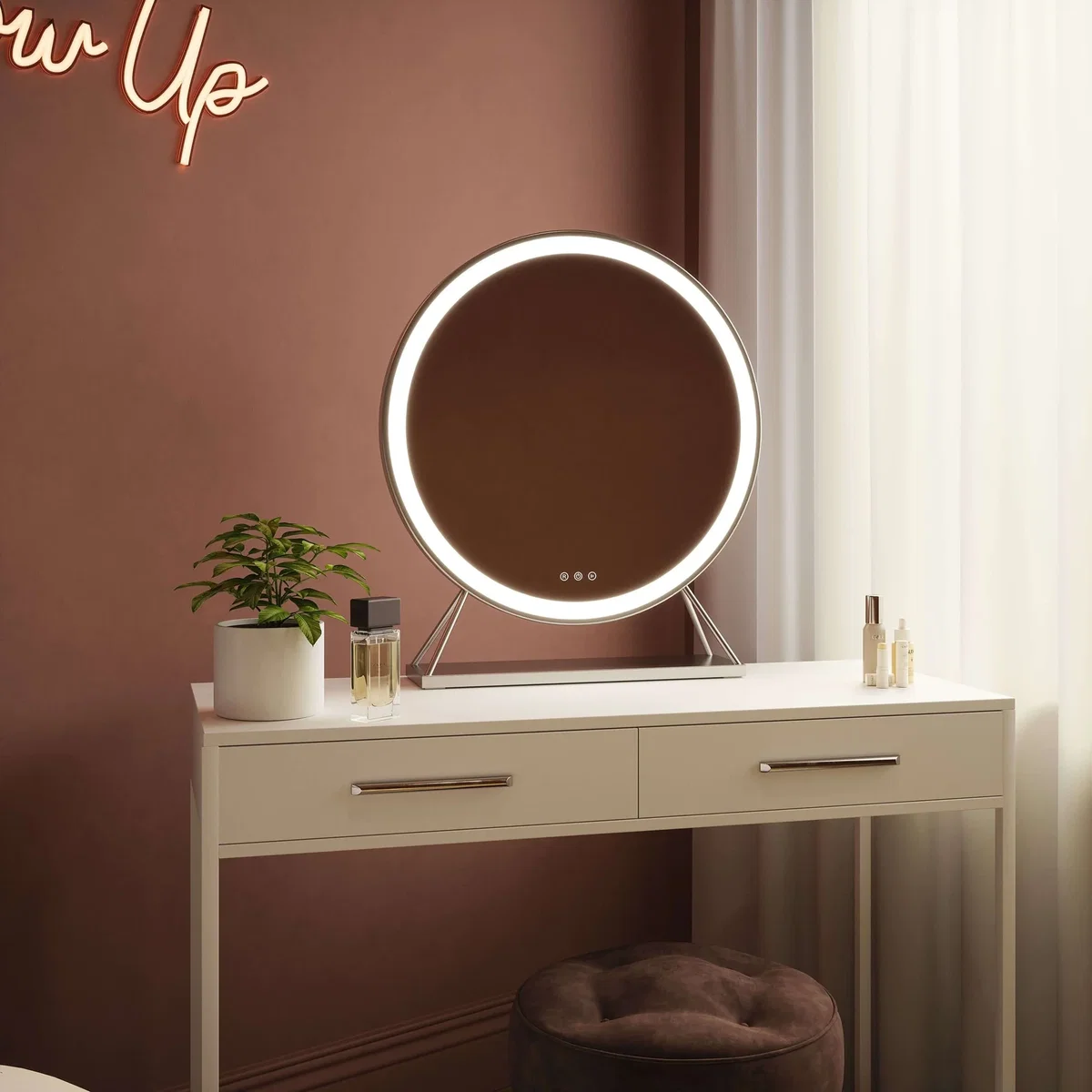 Isla Round Silver LED Mirror – 60cm Diameter – image 5
