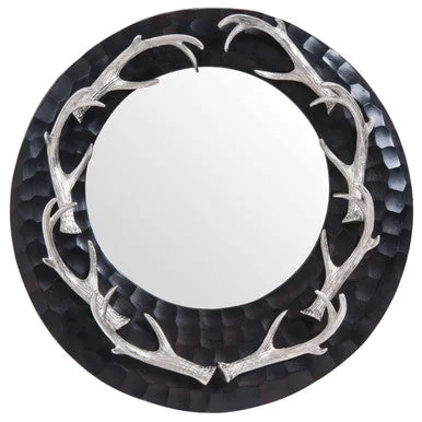 Antler Brown and Nickel Metal Wall Mirror – image 2