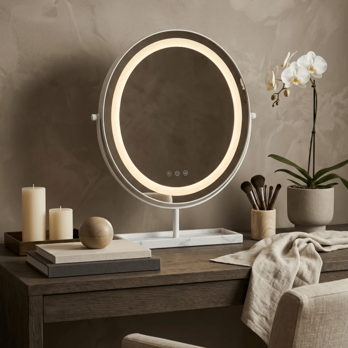 Aurelia LED Vanity Mirror White & Marble – image 3