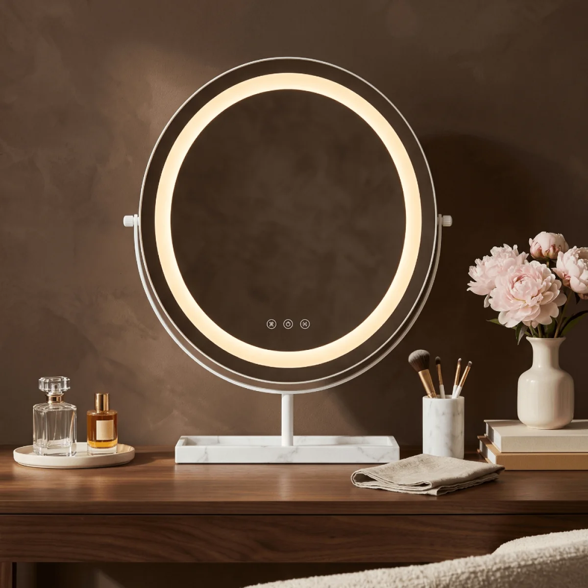 Aurelia LED Vanity Mirror White & Marble – image 4