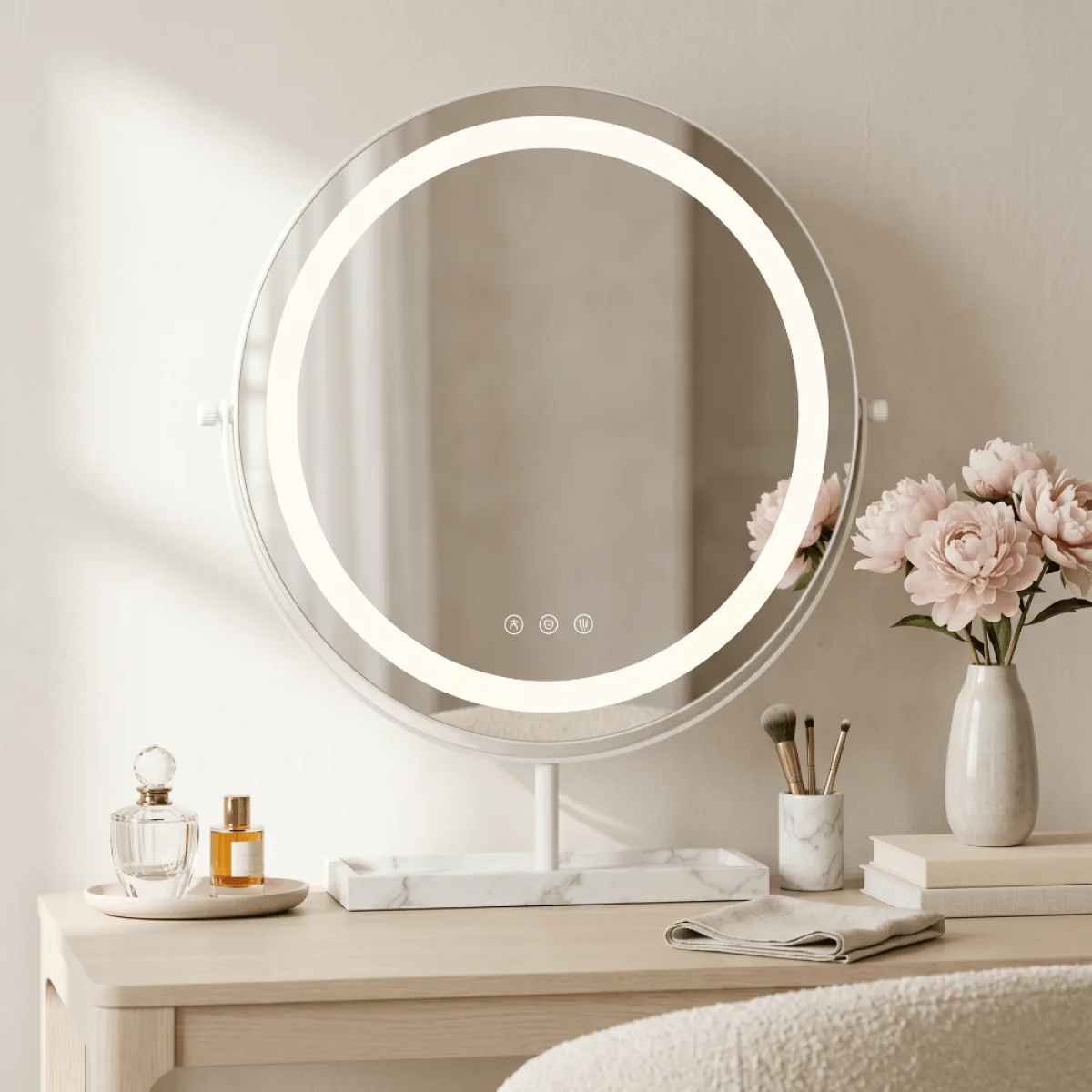 Aurelia LED Vanity Mirror White & Marble – image 5